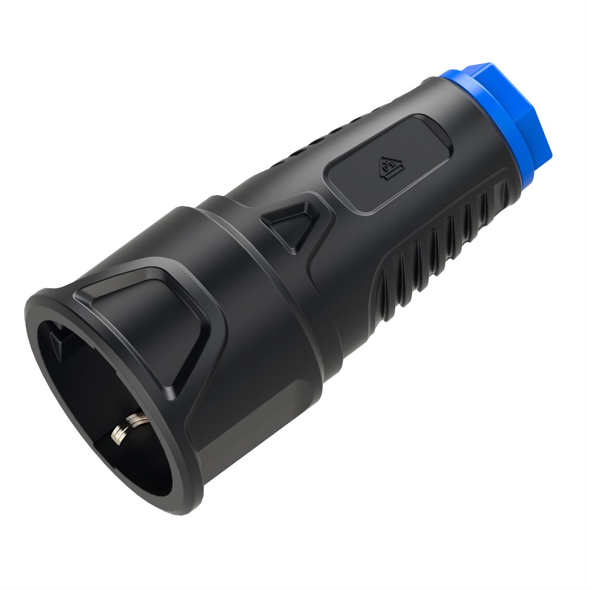 BACHMANN Schutzkontaktkupplung Gummi CEE7/3, IP20, schwarz / blau