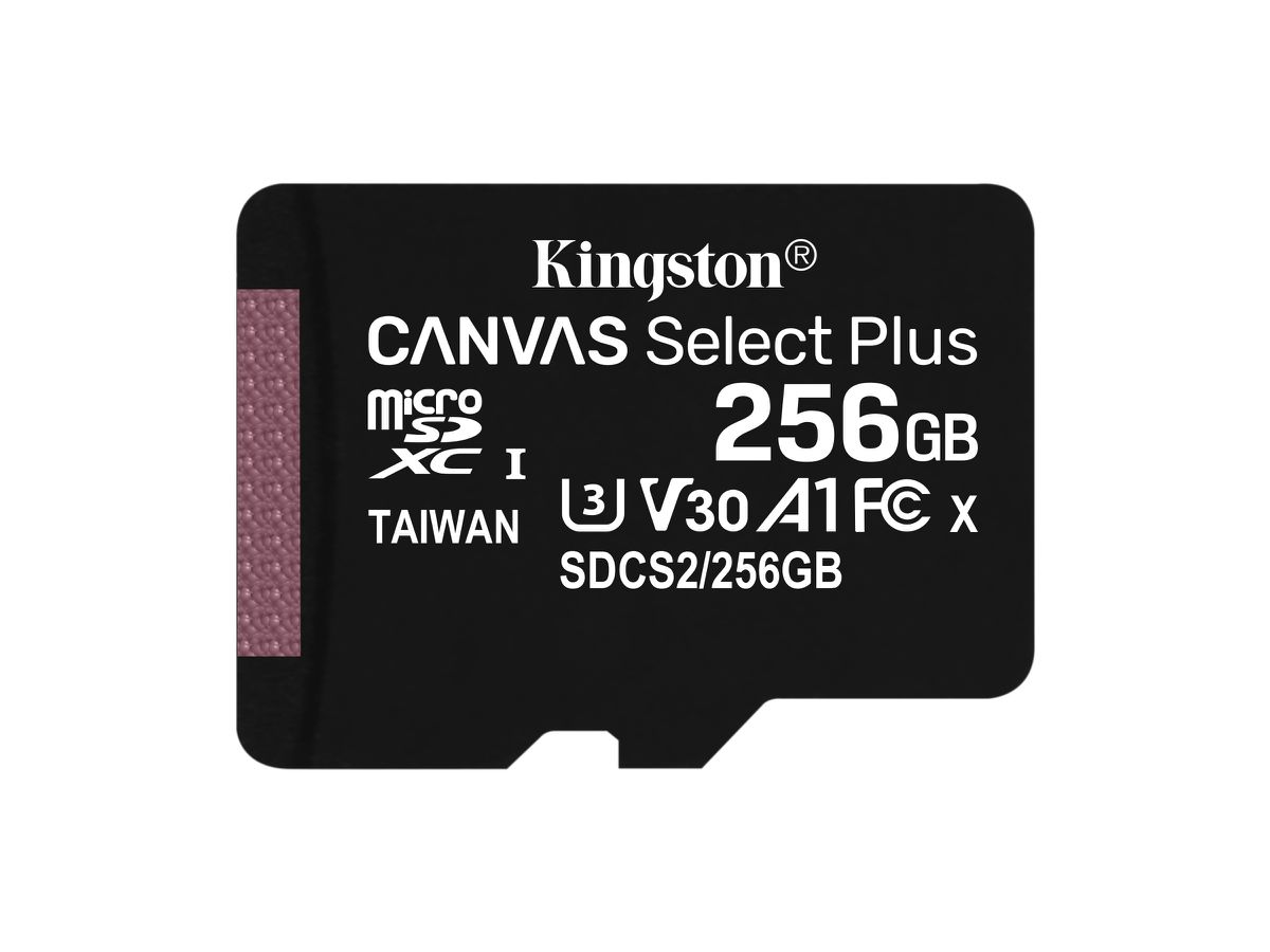 Kingston Technology 256GB micSDXC Canvas Select Plus 100R A1 C10 enkel pakket zonder ADP