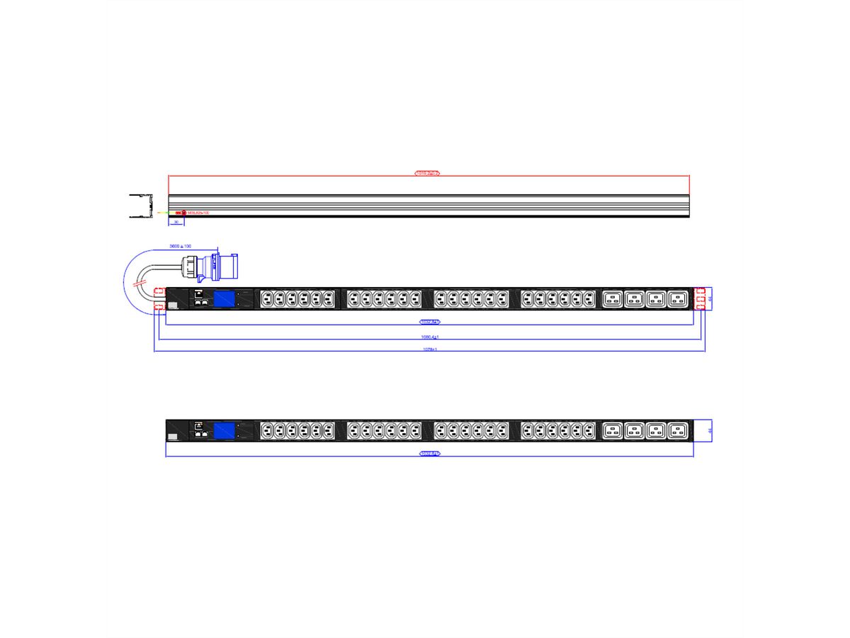BACHMANN BN2000 24xC13 4xC19, Meting, CEE 16A blauw