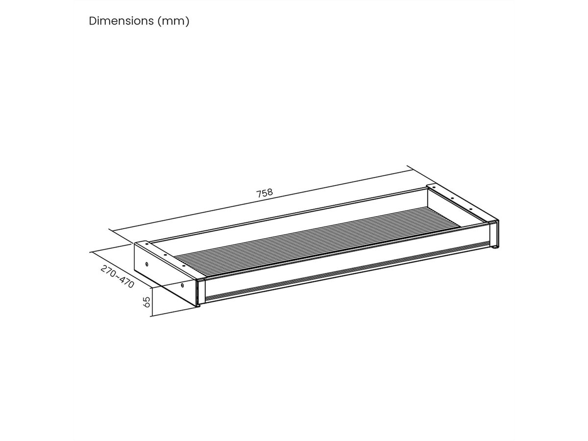 VALUE Ultra-Slim Underdesk Mount Storage Drawer, 758 mm width, black