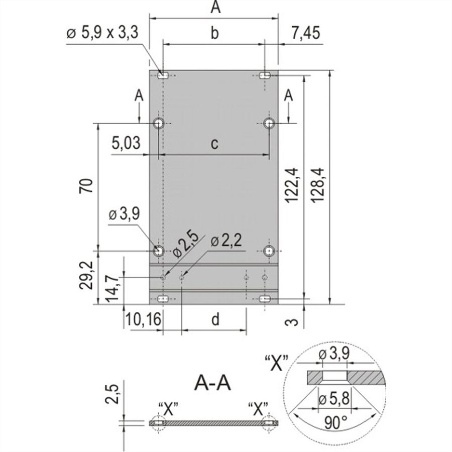 SCHROFF Frame Type Plug-In Unit Front Panel, Unshielded, 3 U, 12 HP, 2.5 mm, Al, Front Anodized, Rear Conductive