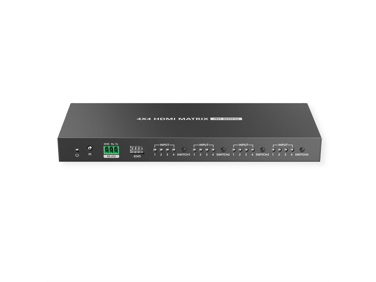 VALUE 4K HDMI Matrix Switch, 4x4, met afstandsbediening