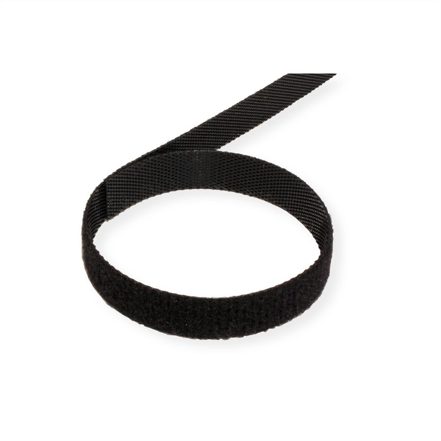 VALUE Klittenband op rol, 10mm, zwart, 25 m