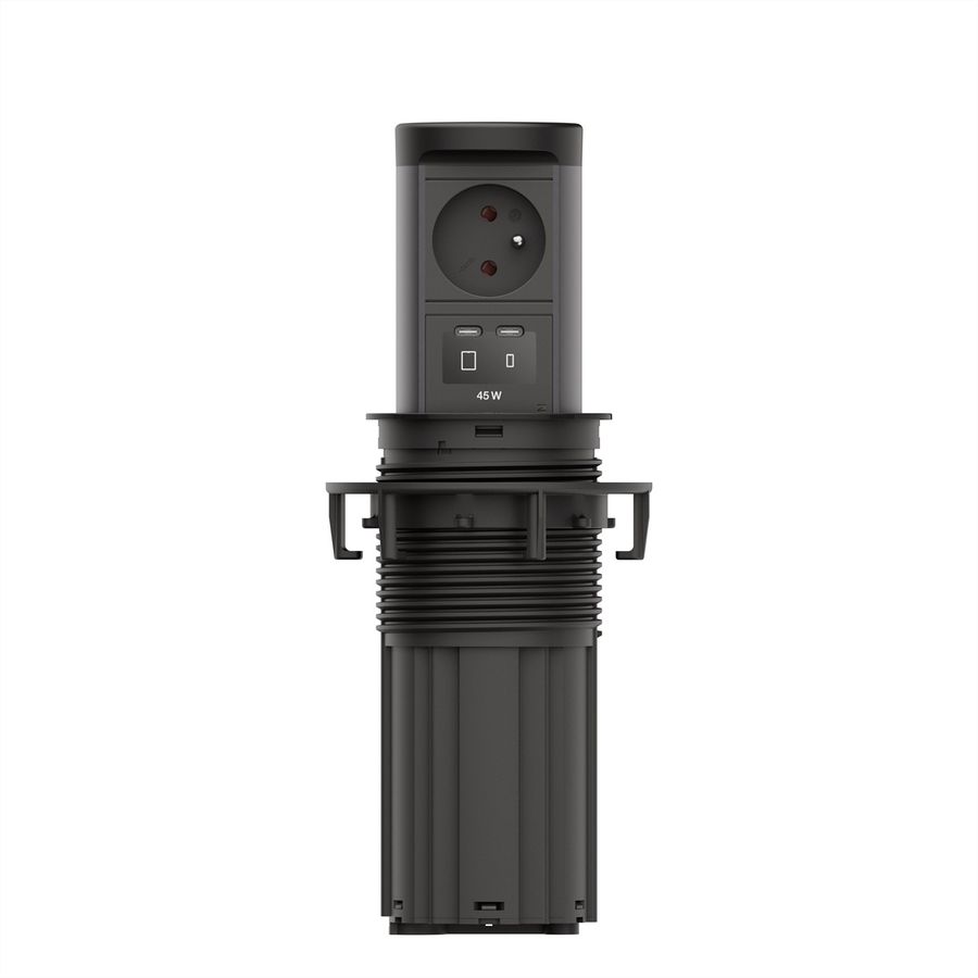 BACHMANN ELEVATOR2 1xUTE, 1xUSB C/C 45W RAL9005 2.0m AEH