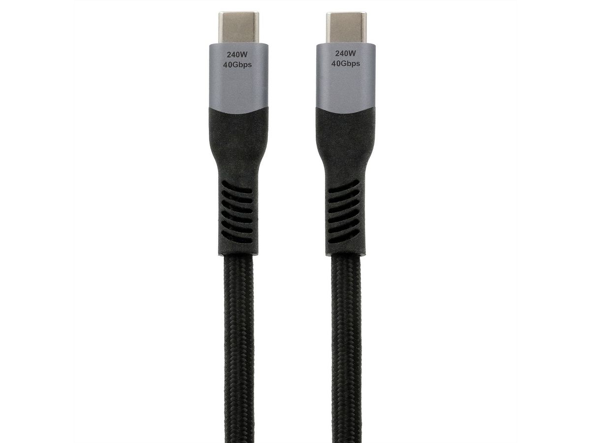 EXSYS EX-K1598-1.0 USB4 cable, USB-C - USB-C, 40 Gbit/s, 5A, 240W, black, 1 m