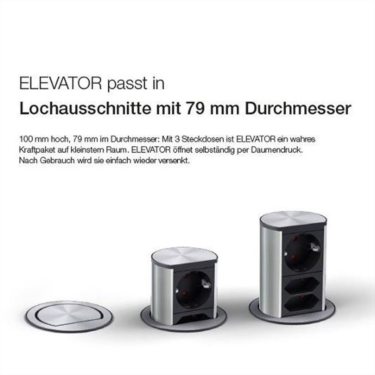 BACHMANN ELEVATOR 1x earthing contact, 1x CAT6, 1x USB 3.0, silver