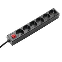 BACHMANN SELLY socket strip 6x earthing contact, switch, black, 1.5 m