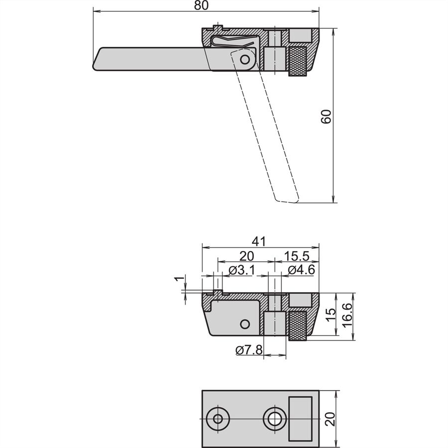 SCHROFF Die Cast Foot, Alu, With Tip-Up