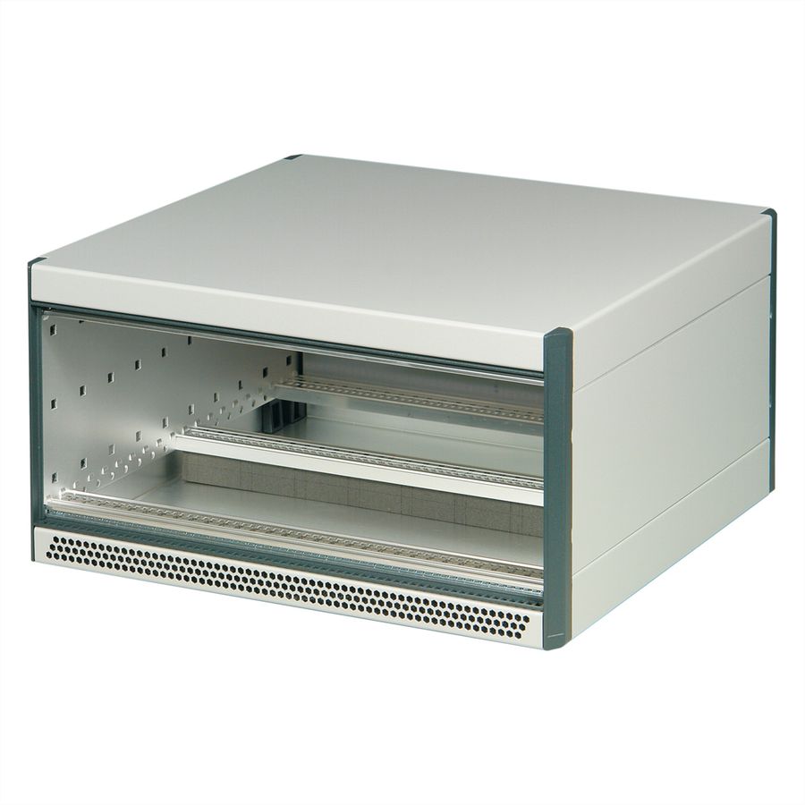 SCHROFF RatiopacPRO AIR Complete behuizing, desktop, achteraf te plaatsen afscherming, front, 3/4 HE, 28 HE, 255 mm