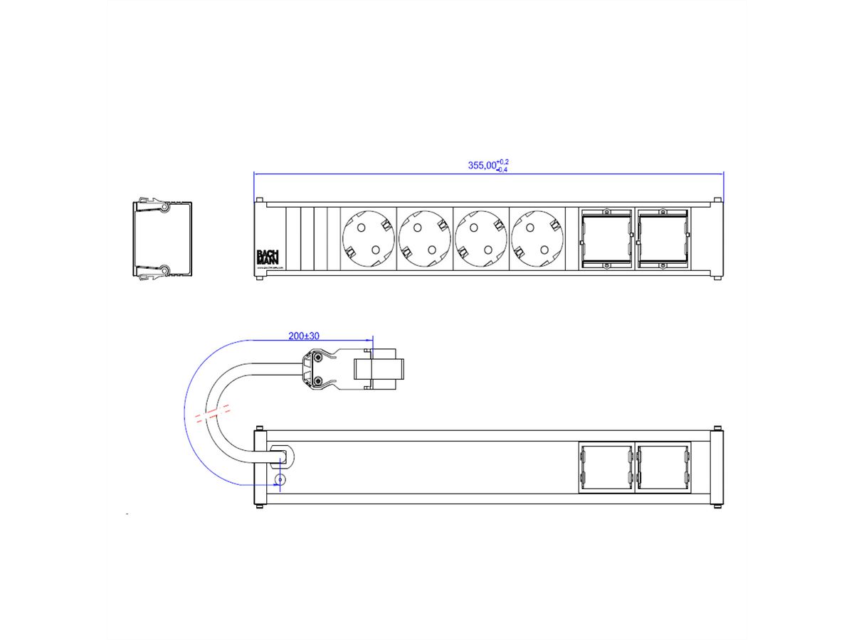 BACHMANN CONI 4xCEE7/3 2xCM 0.2m GST18 RAL9010