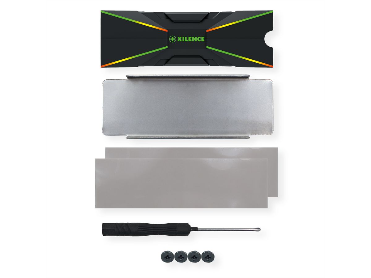 Xilence M2SSD.B.ARGB M.2 2280 SSD PCIe NVMe/SATA Cooler, 3PIN ARGB 5V, Passive
