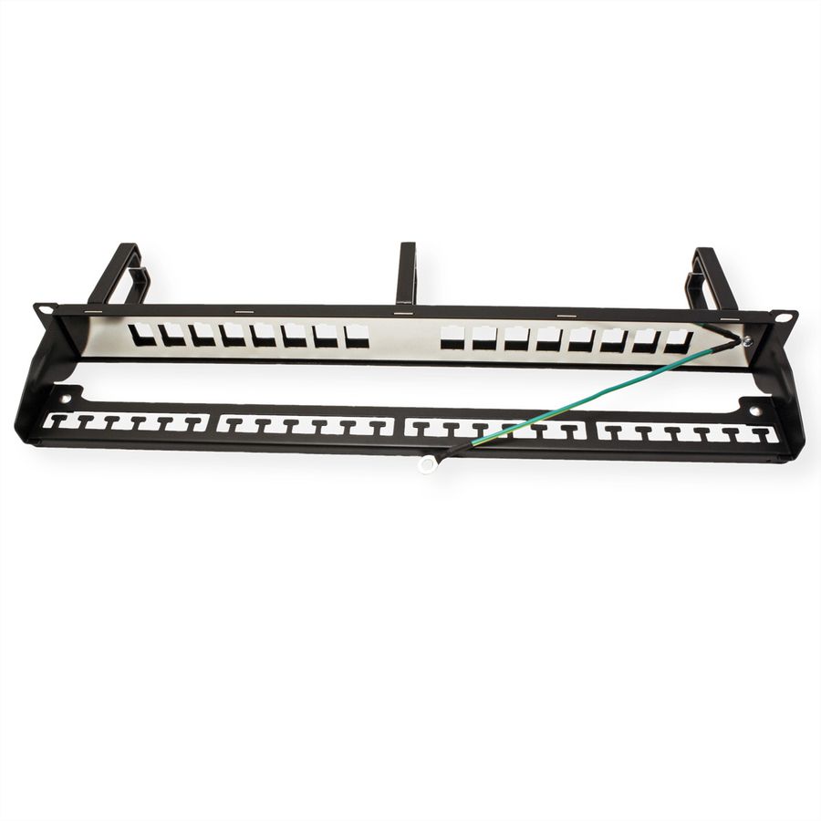 ROLINE 19" keystone patchpaneel, 16P, afgeschermd, zwart