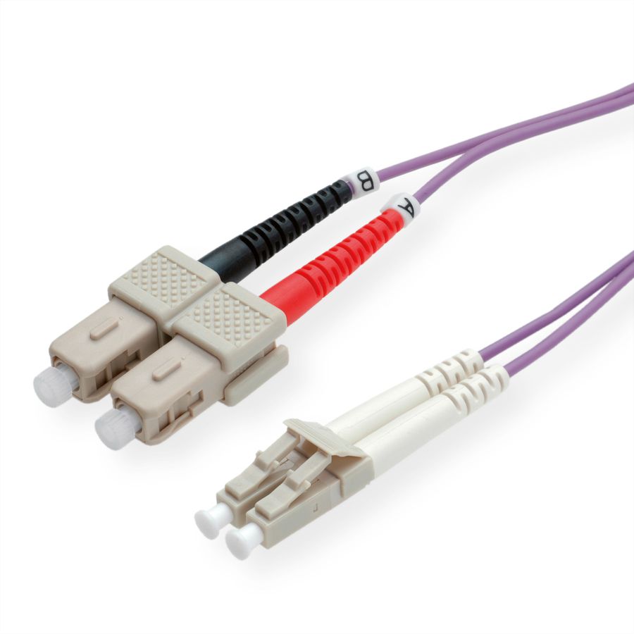 ROLINE Fibre Optic Jumper Cable, 50/125µm, LC/SC, OM4, violet, 10 m