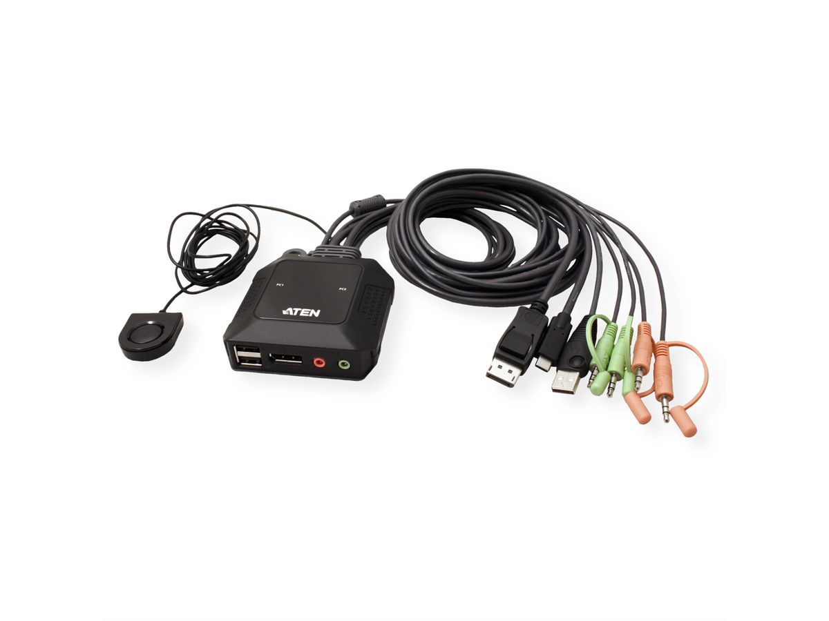 ATEN CS52DP 2-poorts USB C DP hybride kabel KVM switch