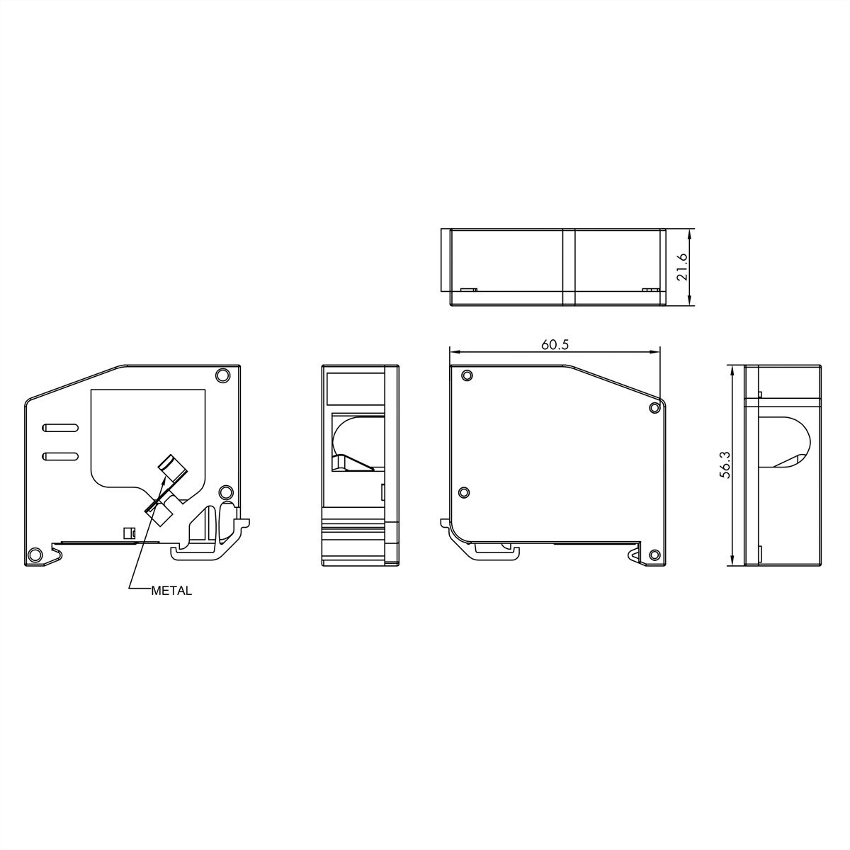 ROLINE Keystone Holder, empty, DIN-Rail, 180°