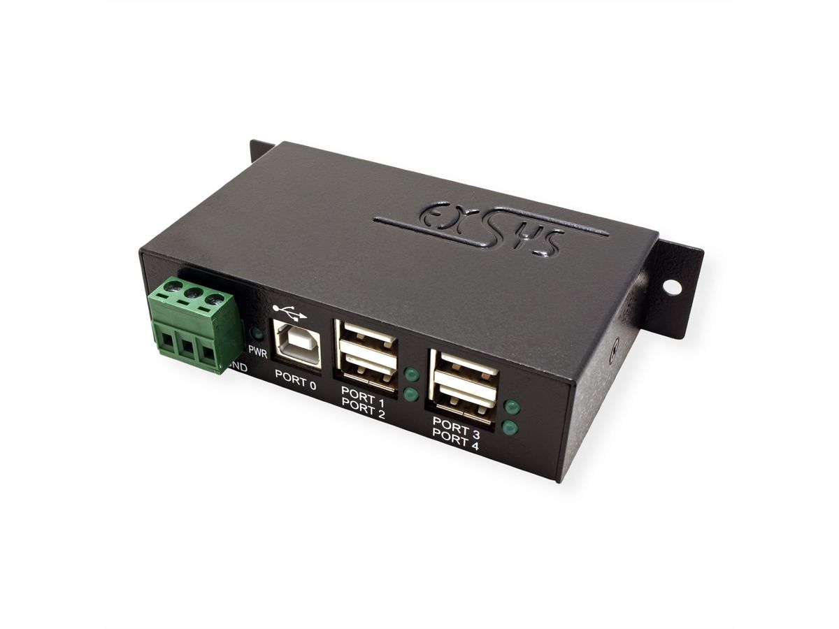 EXSYS EX-1163HMS-WT 4-poorts USB 2.0 HUB Overspanningsbeveiliging & uitgebreid temperatuurbereik