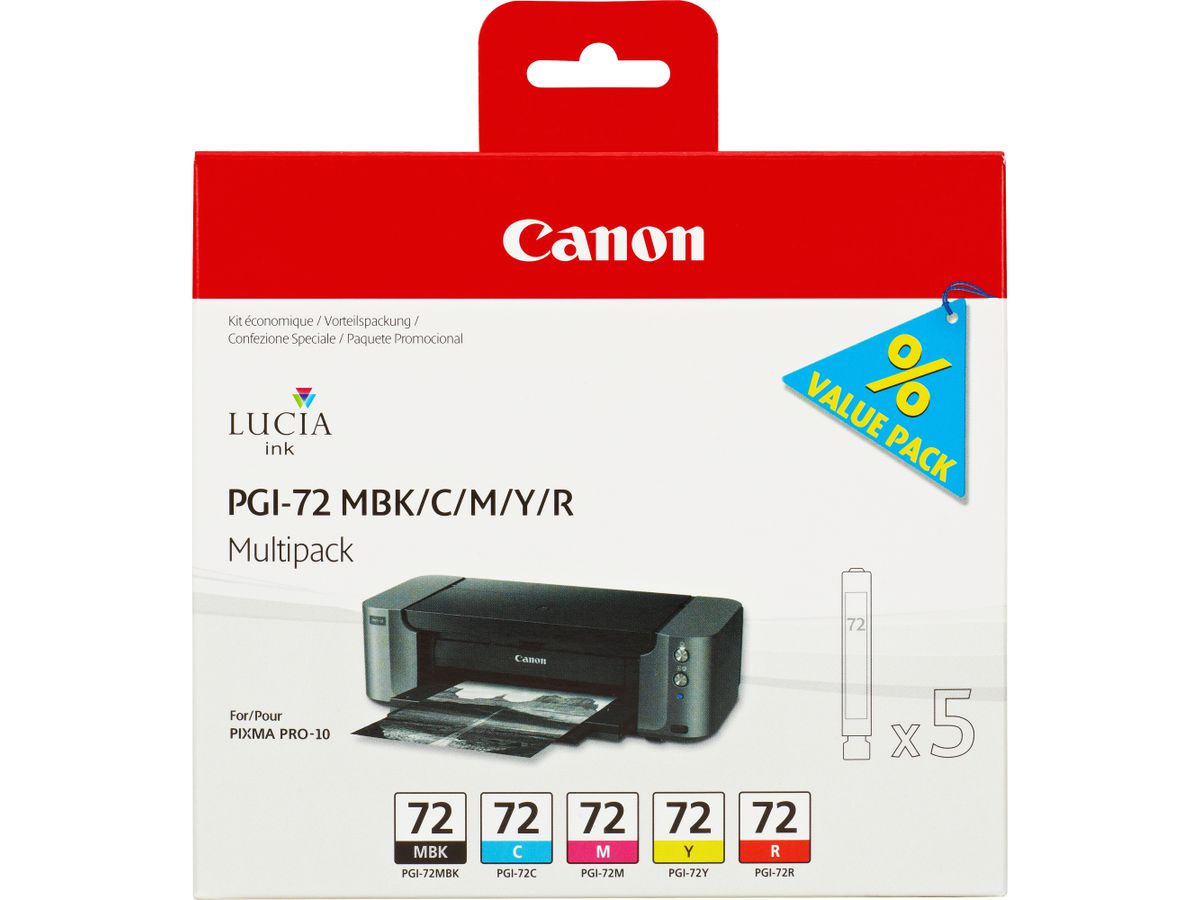 Canon PGI-72 MBK/C/M/Y/R 5 Ink Cartridge Multipack