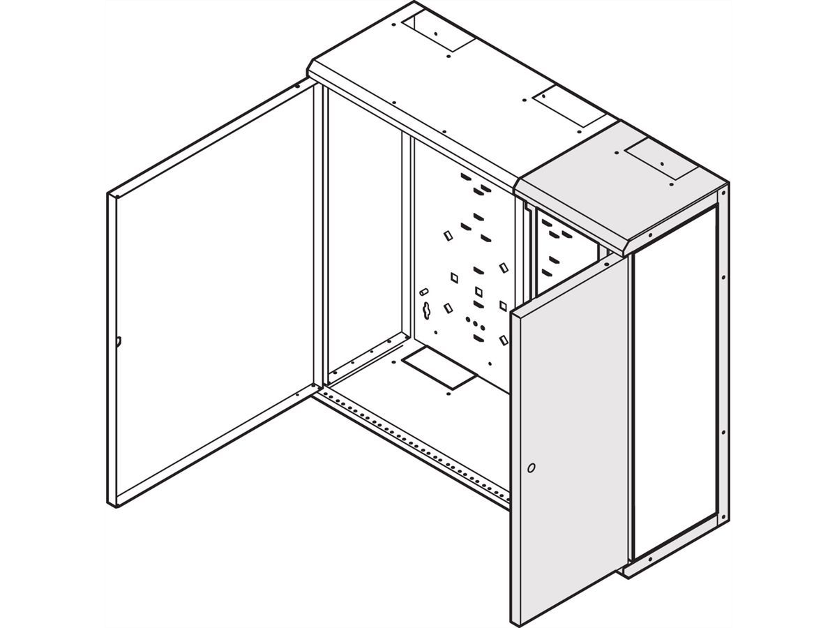 SCHROFF LAN wandbehuizing, verdeelkast, module zij aan zij voor modulair, 600H, 225W, 220D