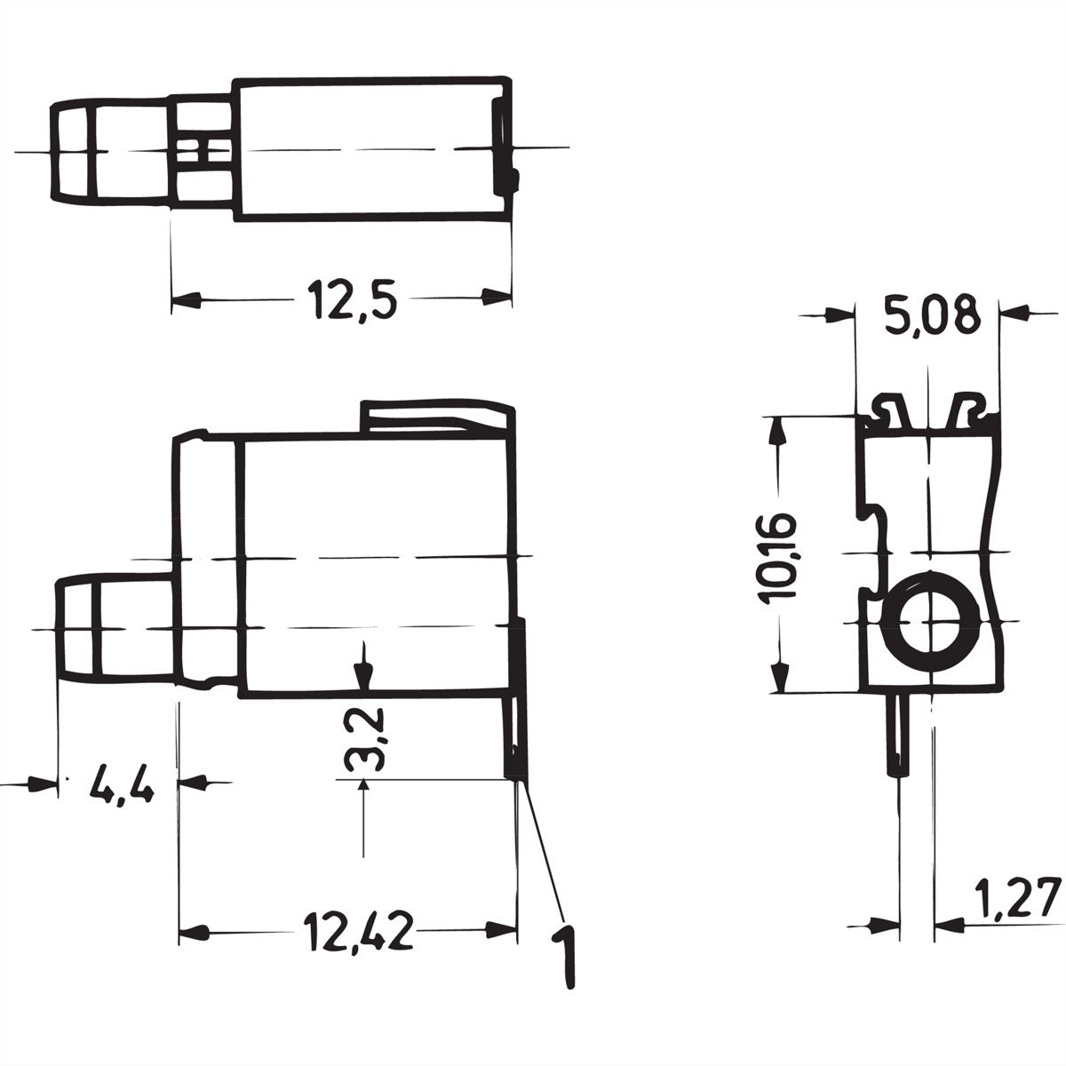 SCHROFF Single LED Test Socket, Ø 2 mm, Short Type, Mounting Plane 1