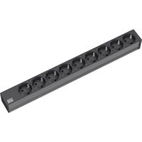 BACHMANN 19" stekkerdoos 9-voudig, zonder schakelaar, zwart
