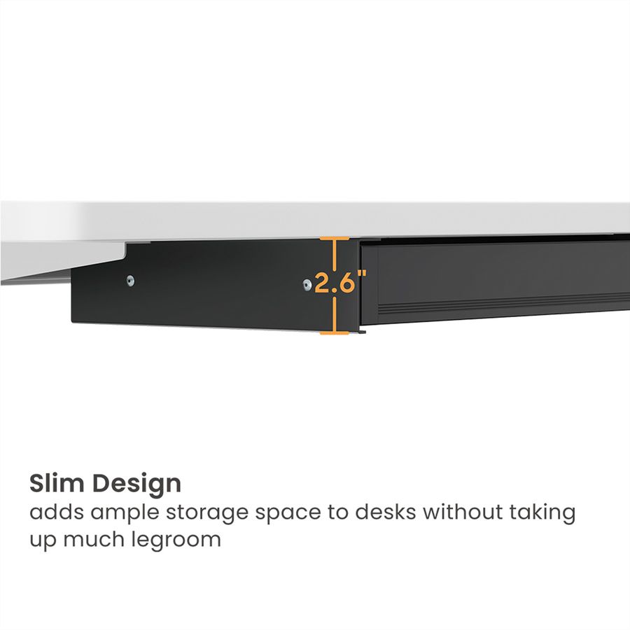 VALUE Ultra-Slim Underdesk Mount Storage Drawer, 758 mm width, black