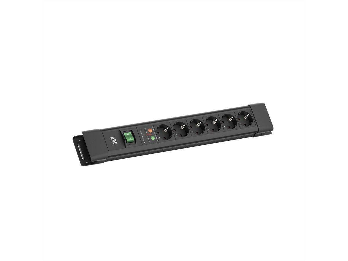 BACHMANN CONNECTUS 6xCEE7/3, 1xSPD 1xSchalter 2,0m CEE7/7 Schwarz