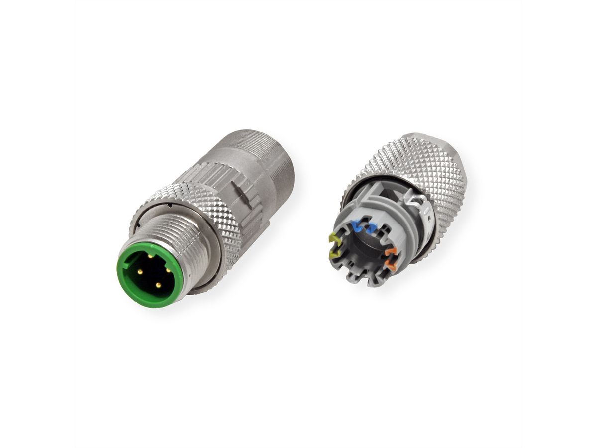 METZ CONNECT M12 Stecker, D-kodiert, IP67 Cat. 5, feldkonfektionierbar, gerade