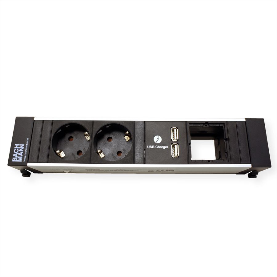 BACHMANN CONFERENCE TOP FRAME Medium insert, 2x earthing contact, 2x USB charger, 1x ABD