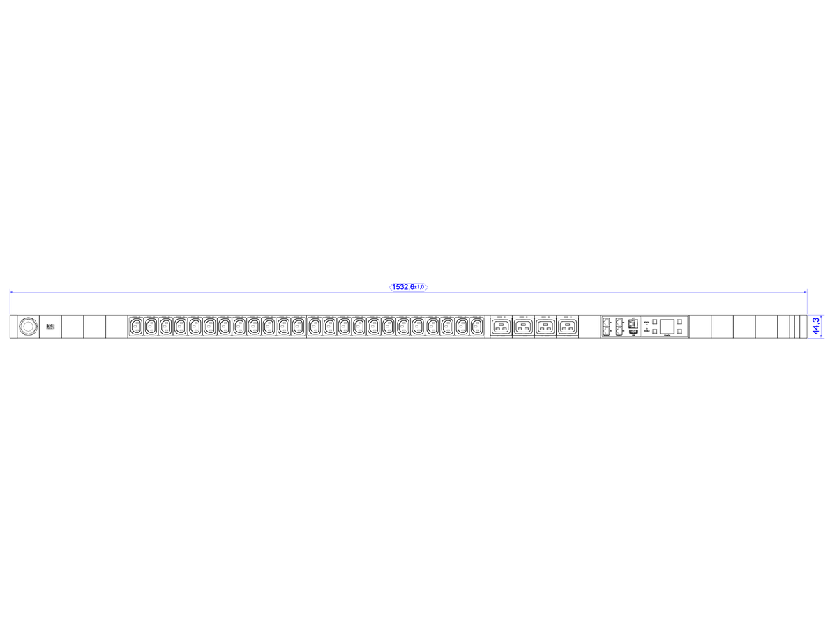 BACHMANN BN3000 24xC13 0° 4xC19 90° stroom 3,0 m CEE16A stekker