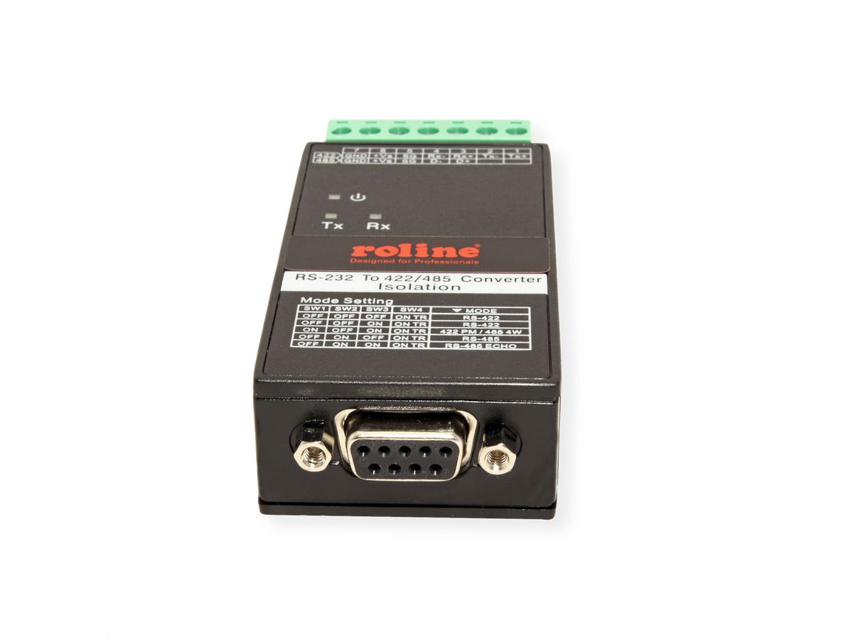 ROLINE Converter RS232 to RS422/485, with Isolation, for DIN Rail