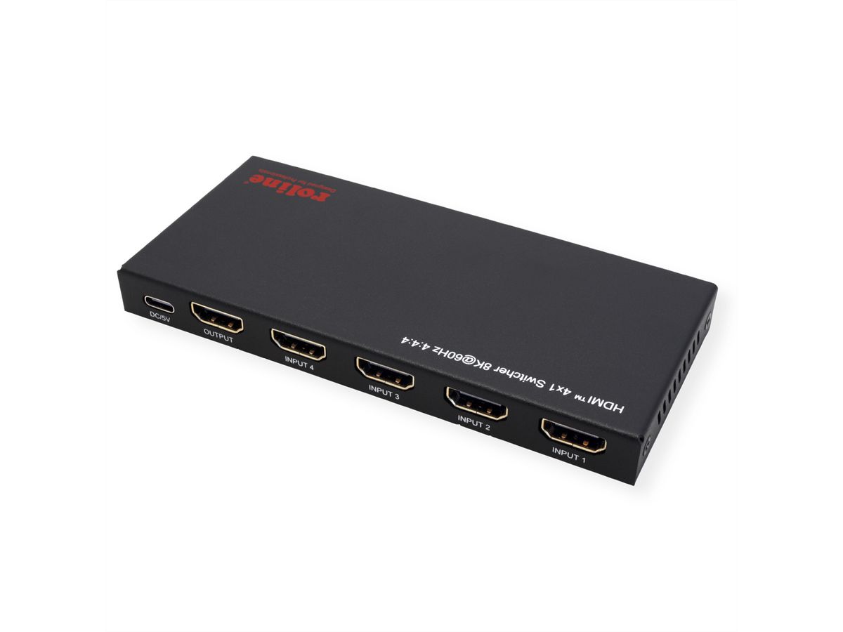ROLINE HDMI Switch, 4x1, 8K60Hz, with Remote Control