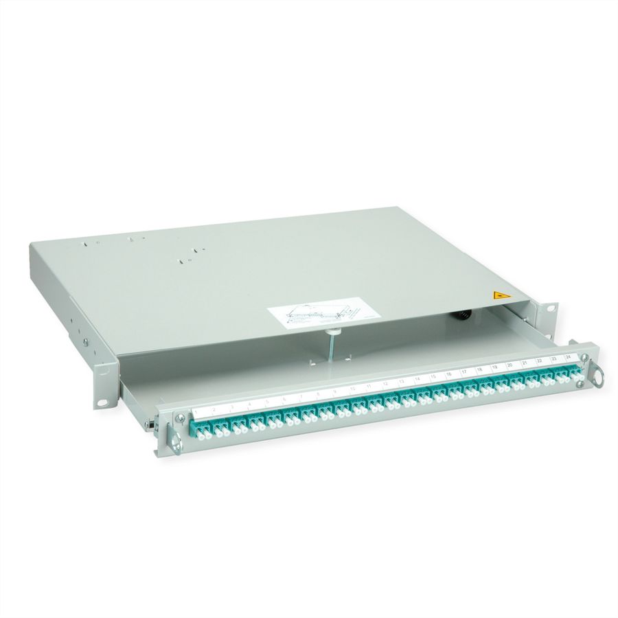 TELEGÄRTNER PROFI V LWL-Panel mit Kupplungen, 24x LC Duplex, türkis, OM3