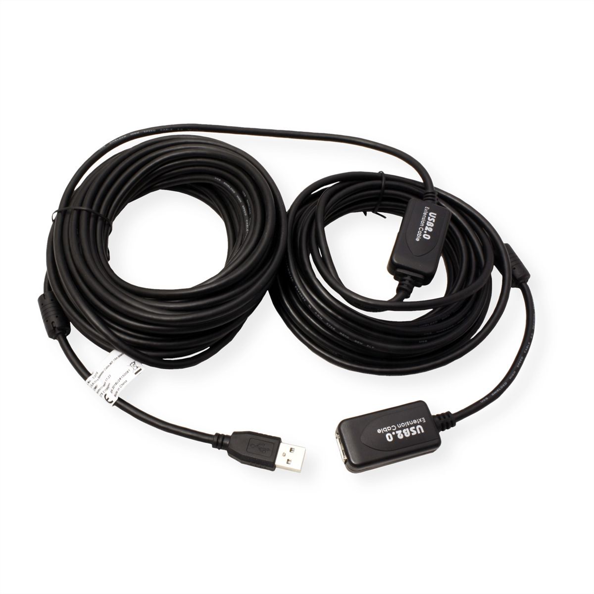 STANDARD USB 2.0 Extension Cable, active with Repeater, black, 15 m