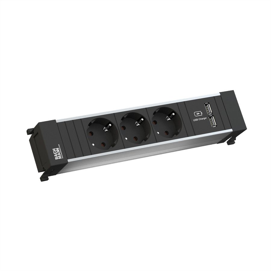 BACHMANN POWER FRAME Medium 3x earthing contact 1xUSB Charger