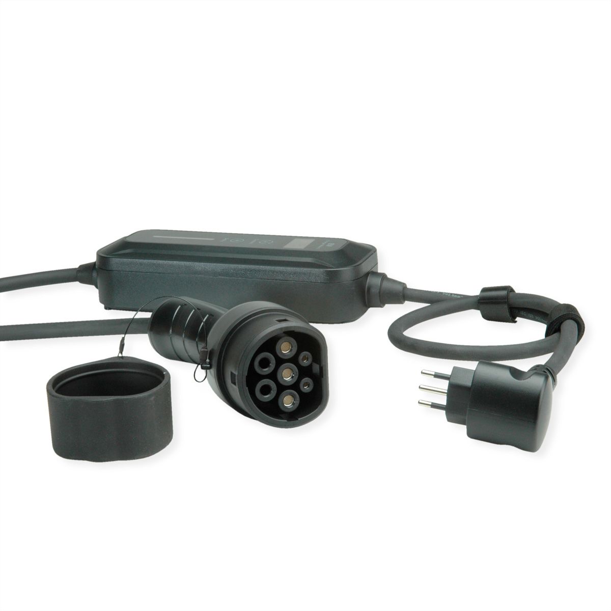ROLINE Portable EV Charging Cable, Italian Plug - Type 2, Mode 2, 10 A, 2.3 kW, 3 m