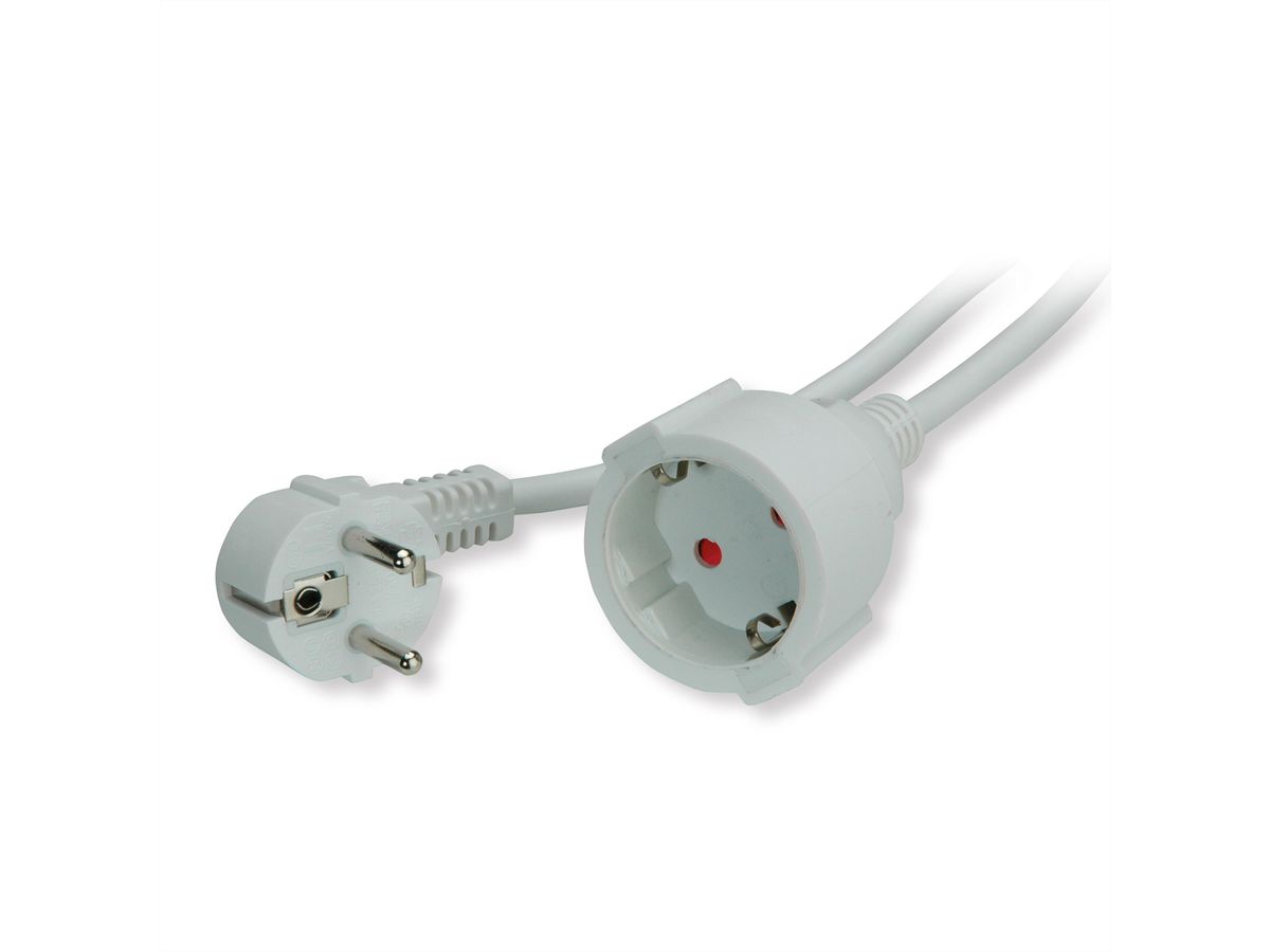 VALUE Extension Cable with 3P. German connectors, AC 230V, white, 3 m