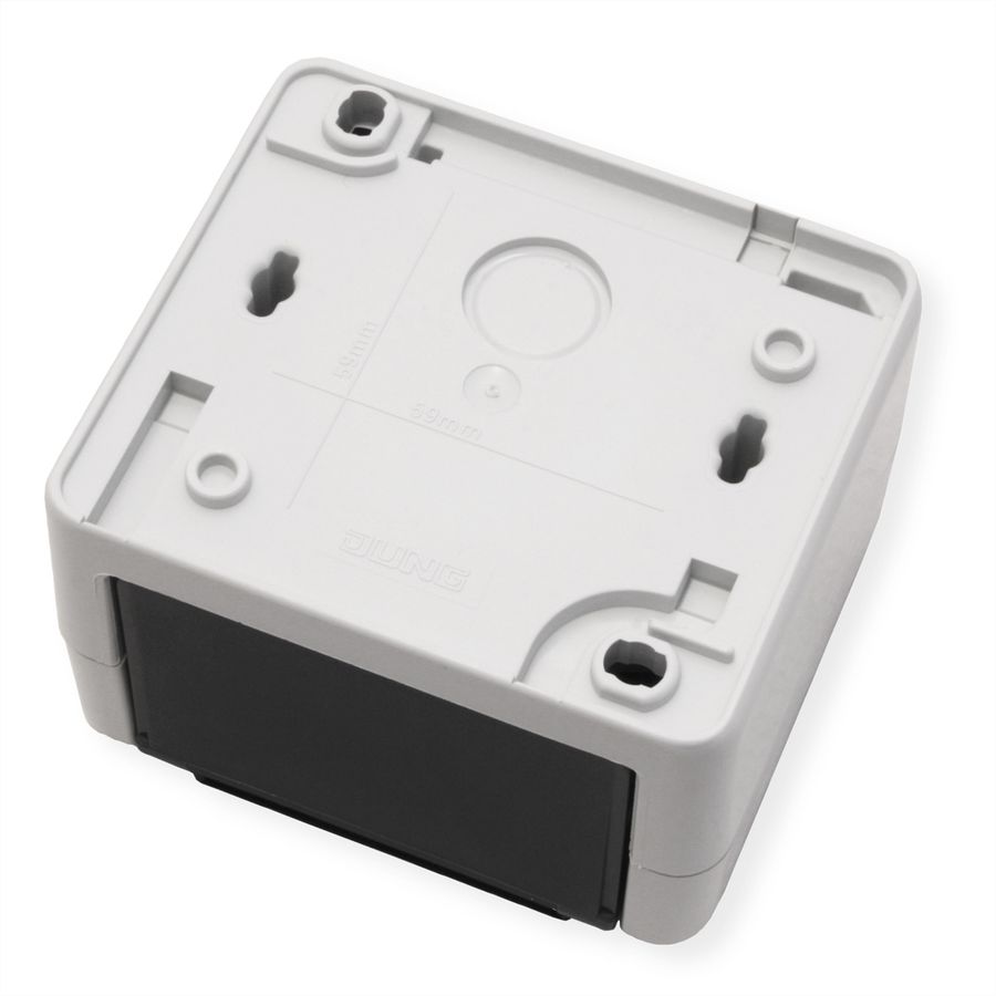 TELEGÄRTNER opbouwbehuizing IP44,75x86x58, grijs, met montage-inzetstuk voor 2xAMJ-module