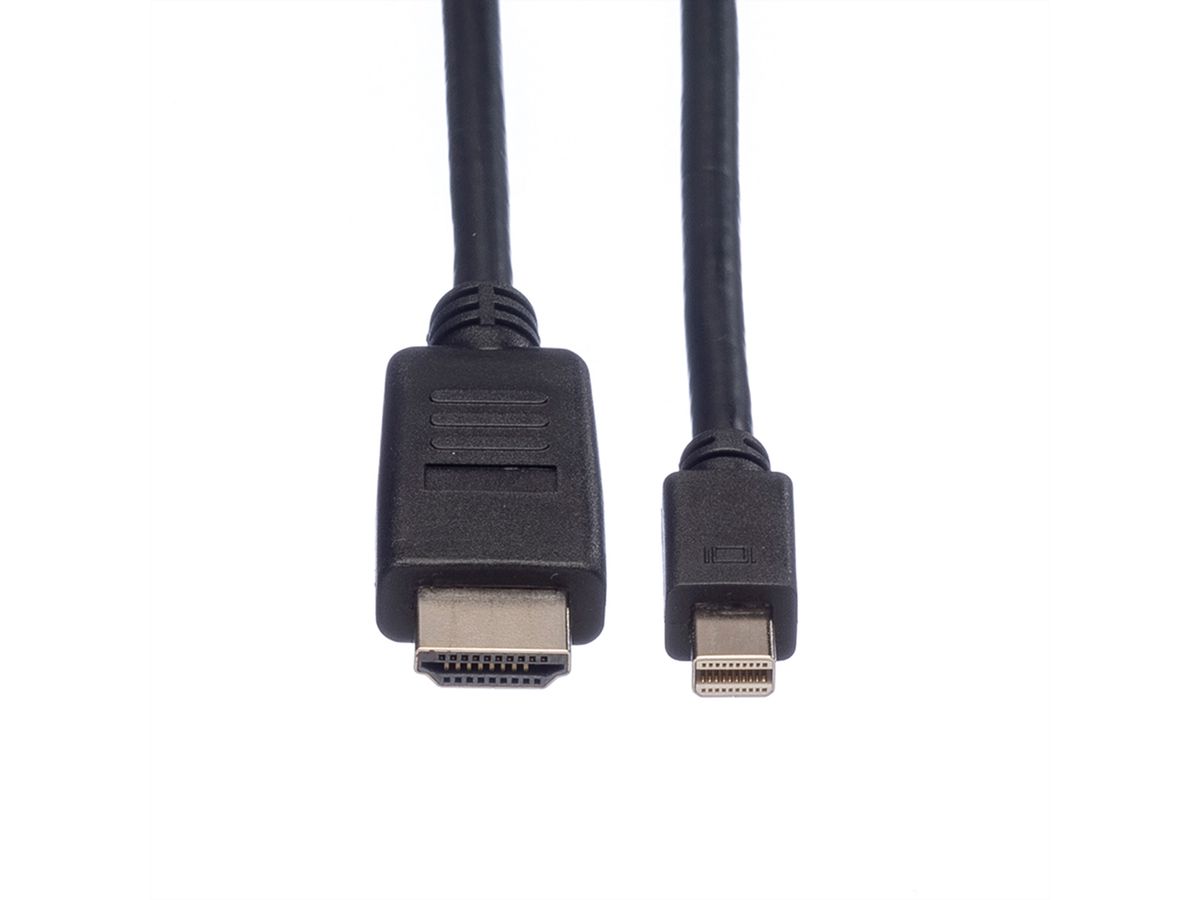 ROLINE Mini DisplayPort Cable, Mini DP-HDTV, M/M, black, 3 m