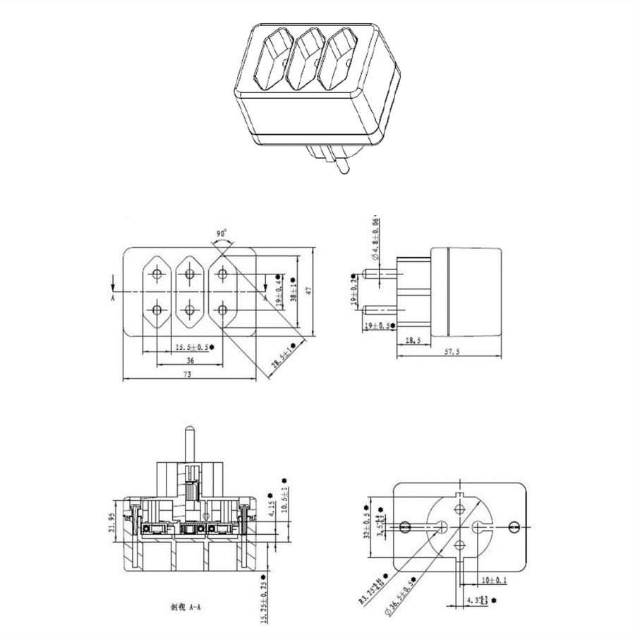 BACHMANN multi-plug 3xEuro, white 3x2.5A/230V