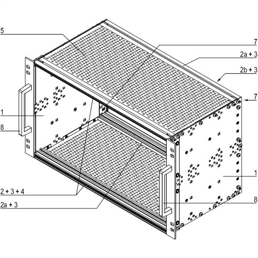 SCHROFF EuropacPRO 19" moduledrager voor rail, afgeschermd, EN 50155, 6 HE, 84 PK, 235 mm