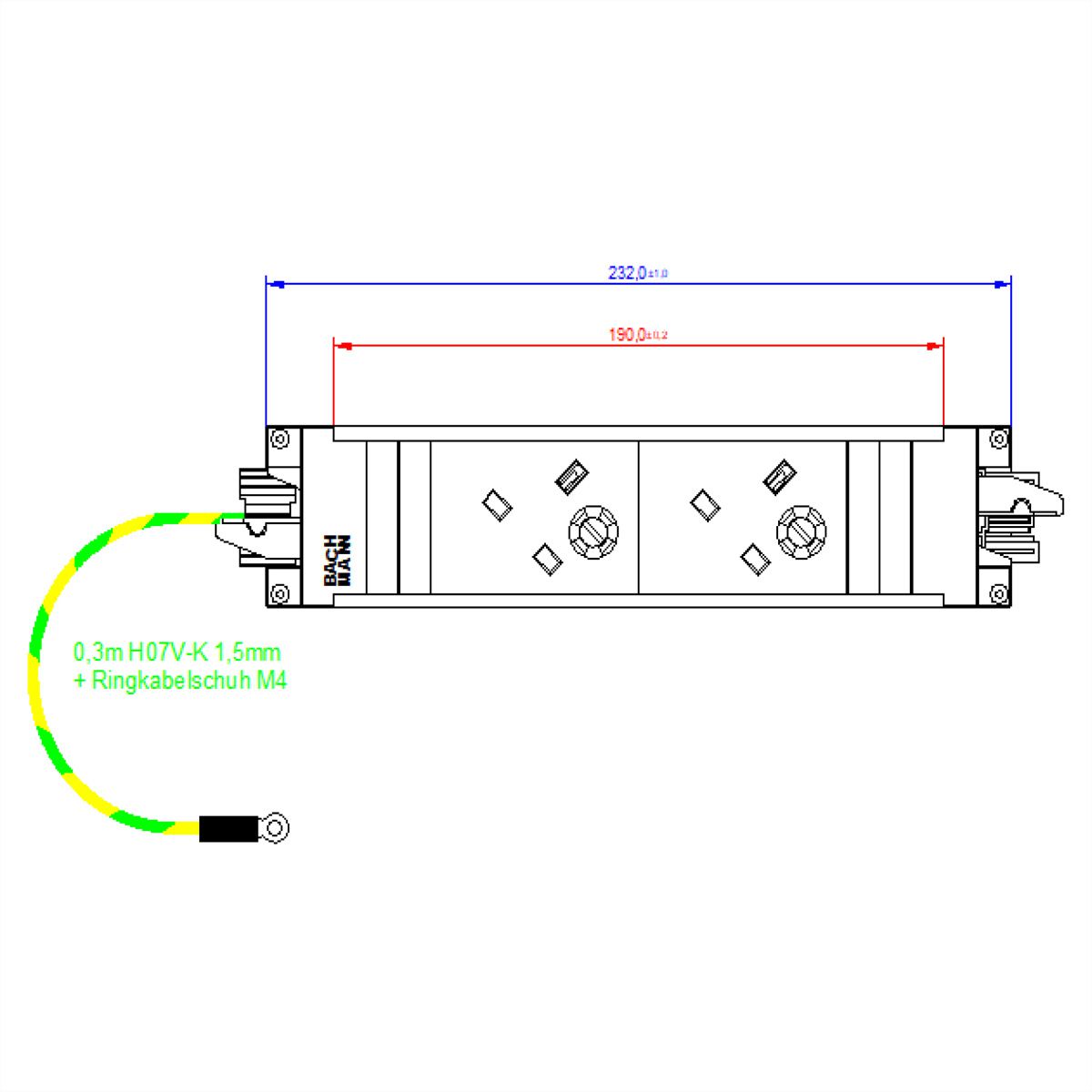 BACHMANN STEP BASE 2xUK 45° GST18 incl. earthing