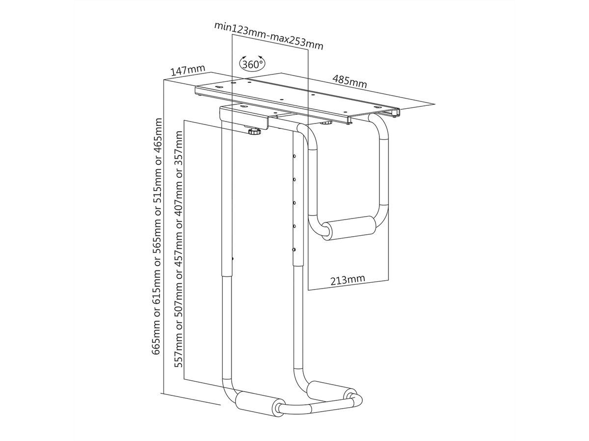 VALUE Heavy Duty PC Holder, Extendable, Rotable