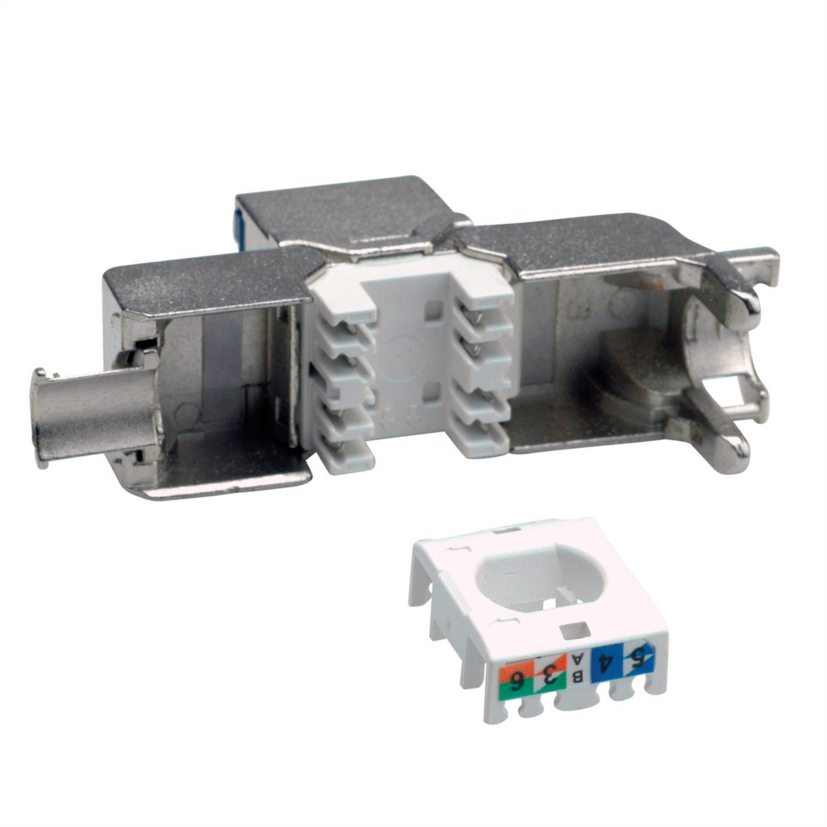 VALUE Cat.6A (Class EA) Keystone, RJ-45, afgeschermd, zilver, zonder gereedschap