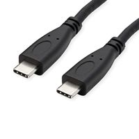 ROLINE USB 3.2 Gen 2 kabel, met PD, C-C, M/M, 4K UHD-1, 10Gbit/s, Emark, 100W, zwart, 1 m