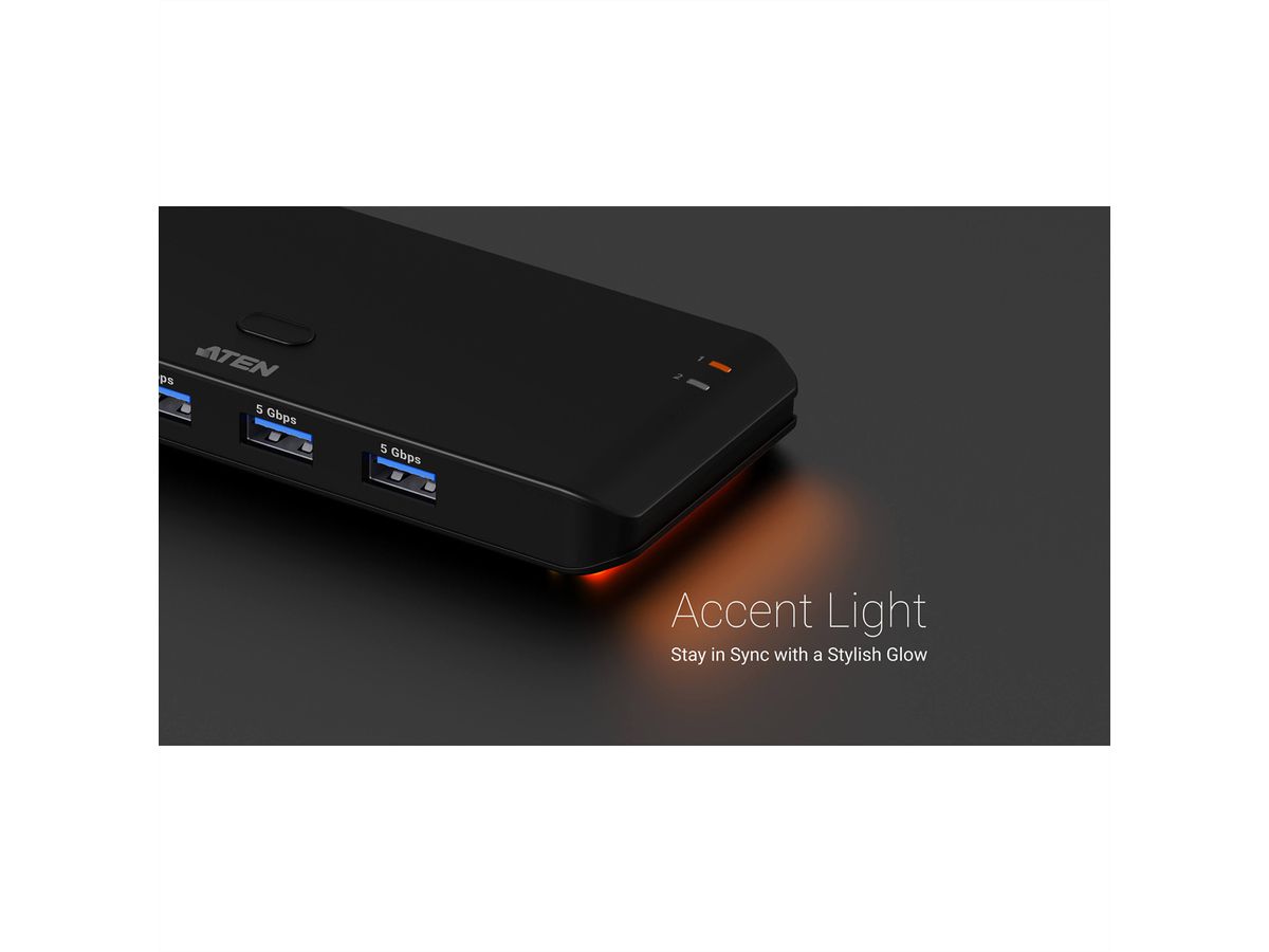 ATEN US5324 2x4-Port USB  Sharing Switch USB 3.2 Gen 1 Peripheral Sharing Switch