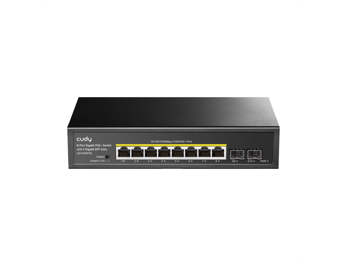 CUDY GS1008PS2 8-Port Gigabit Switch PoE+ mit 2x Gigabit SFP 120W
