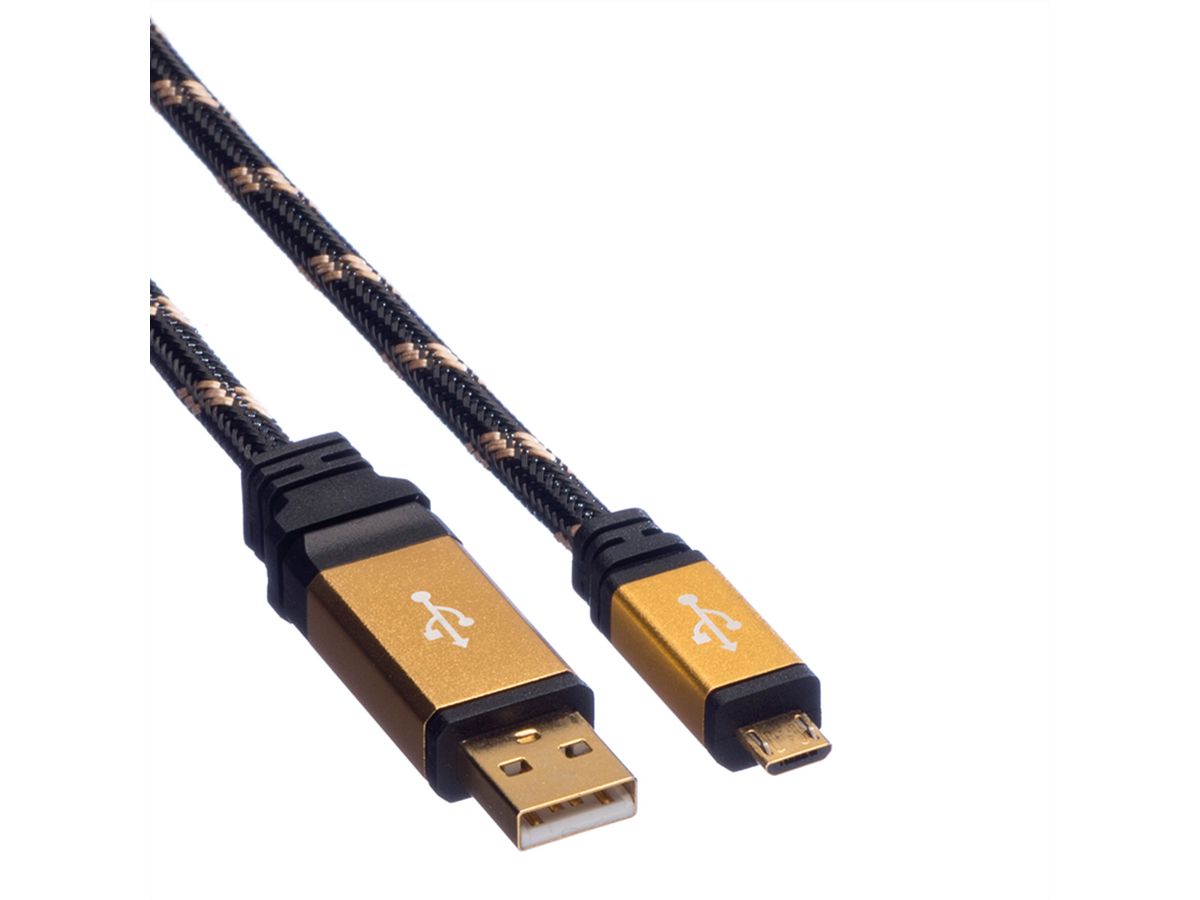 ROLINE GOLD USB 2.0 Cable, A - Micro B, M/M, 0.8 m