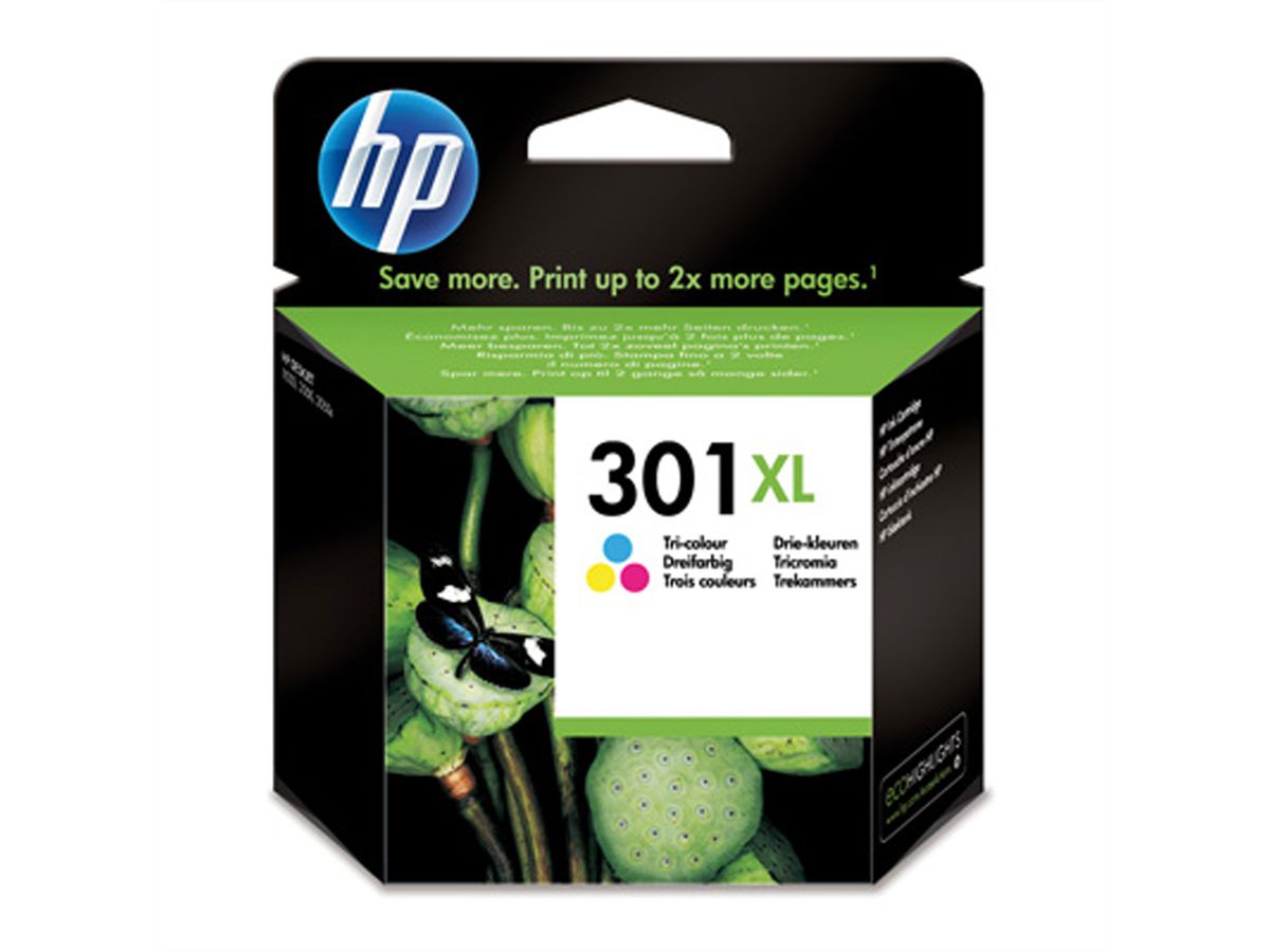 CH564EE, nr. 301XL, driekamer-kleurenprintcartridge, 6 ml, 330 pagina's, voor HP Dekjet 1000 / 1050 / 2050AIO / 3000 / 3050AIO