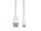 VALUE USB 2.0 Kabel, USB A Male - Micro USB B Male, wit, 1,8 m