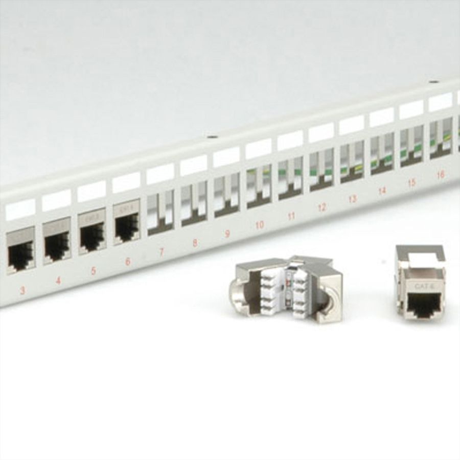 ROLINE Keystone 19'' Module frame, 24 Ports, shielded, grey
